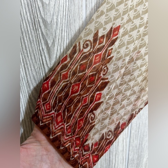 Lucky Brand Boho Peasant Sheer Avalon Deco Border Long Sleeve Blouse Top Size 3X - Picture 5 of 14